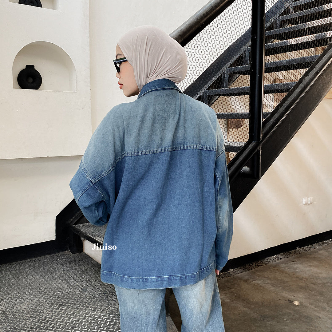 JINISO Jaket Jeans Oversize Onyx Bio Spray