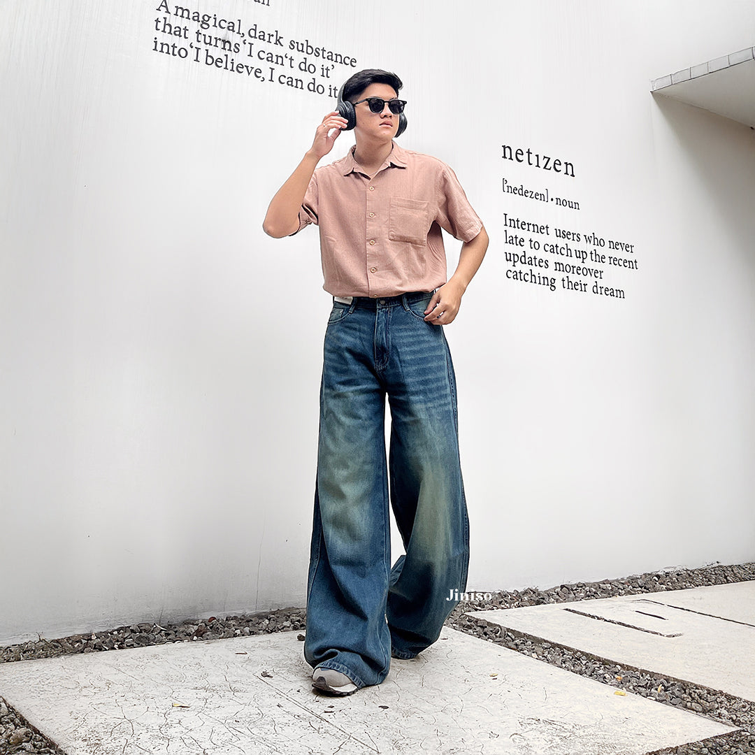 JINISO Oversize Baggy Loose Jeans Pria 758