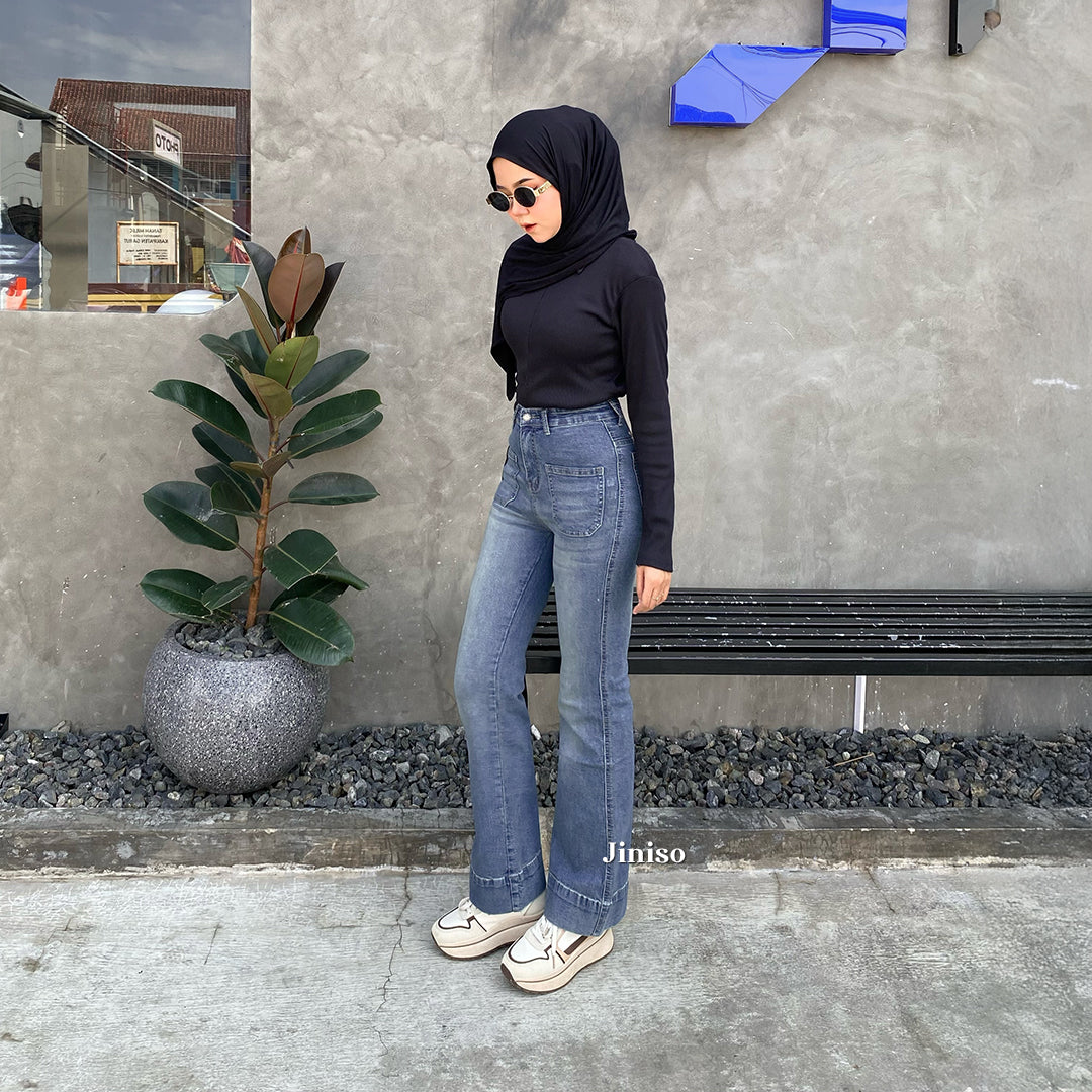 JINISO - Highwaist Cutbray Stretch Pocket Jeans 648 HANGOUT