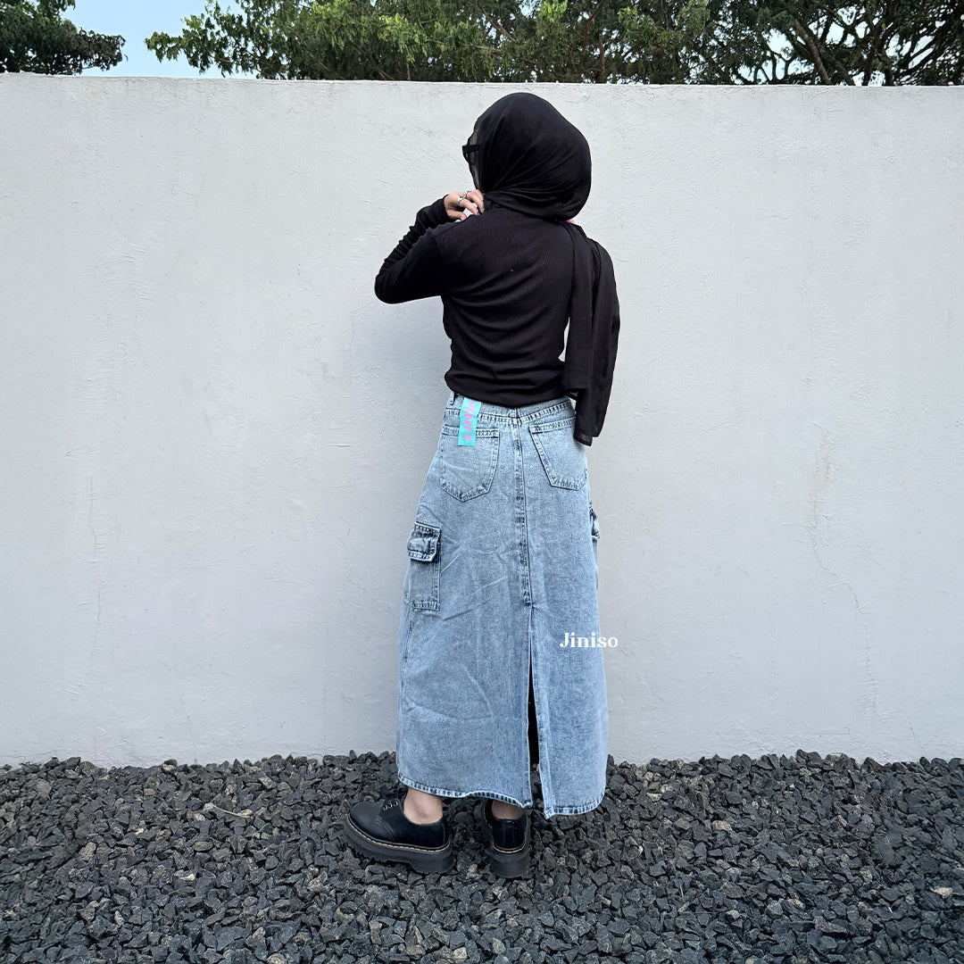 JINISO - Highwaist Rok Cargo Jeans Panjang 983 SEVENTY