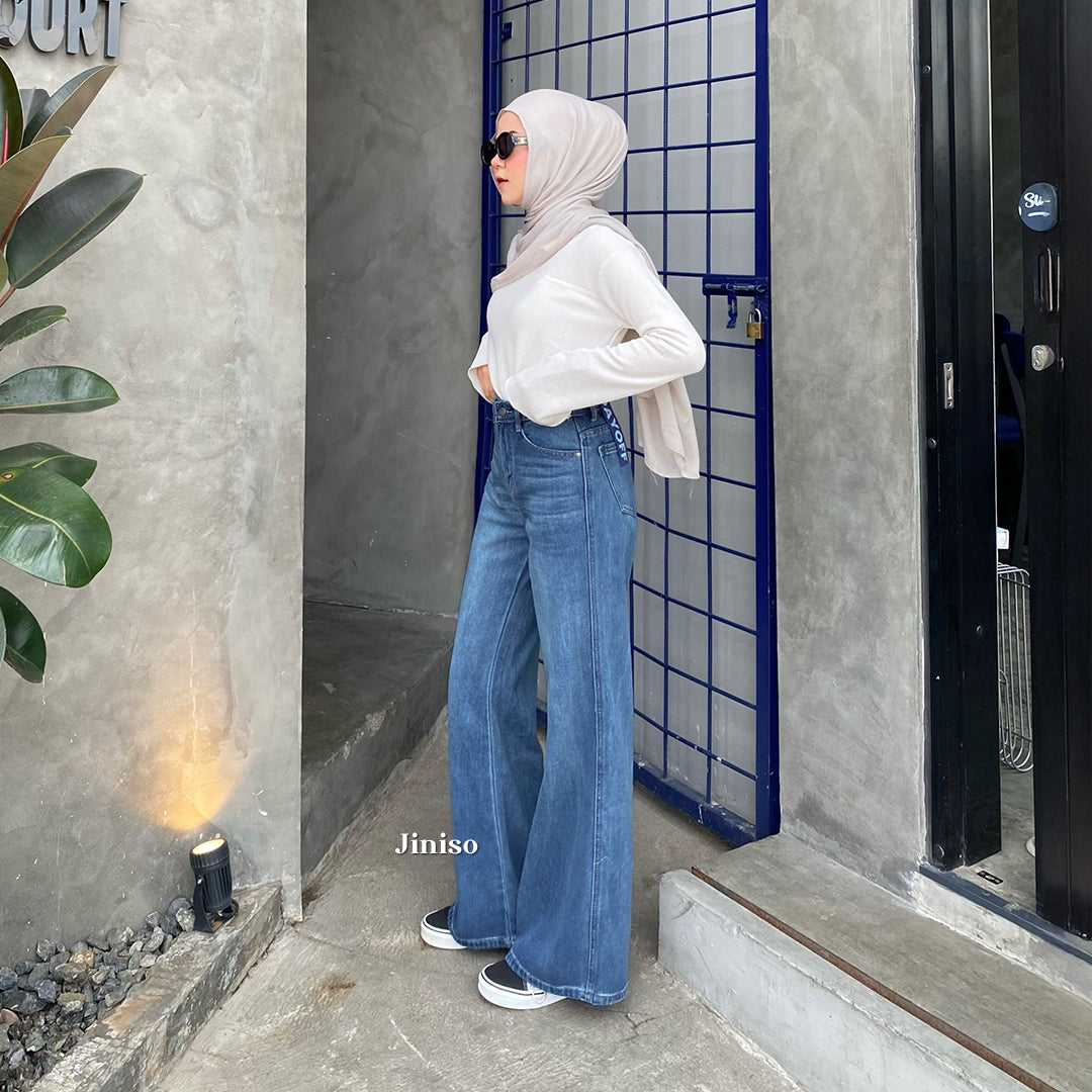 JINISO - Highwaist Flare Cutbray Jeans 375 DAYOFF