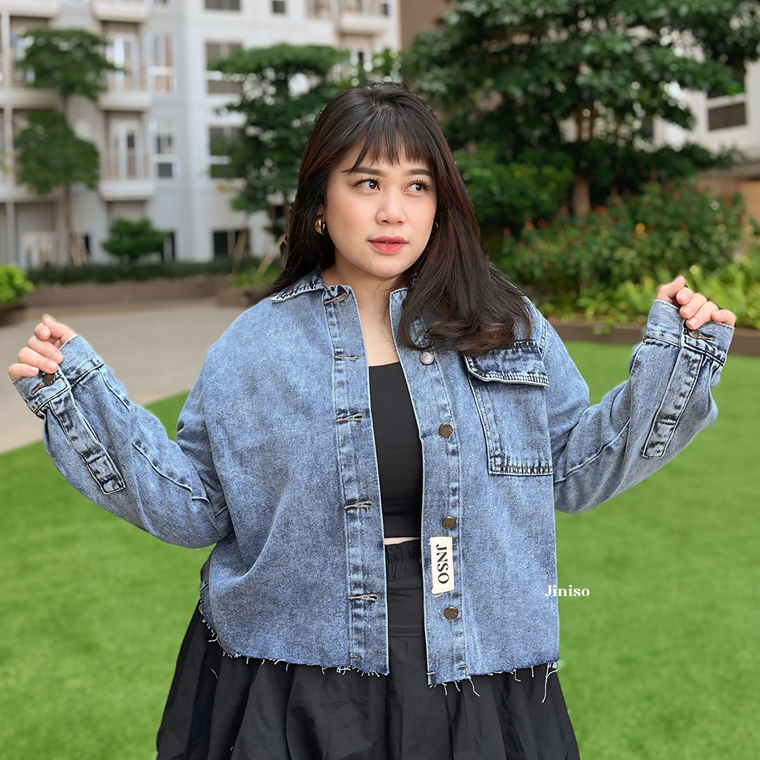 JINISO Big Size Jaket Jeans Oversize Seoul Blue Acid