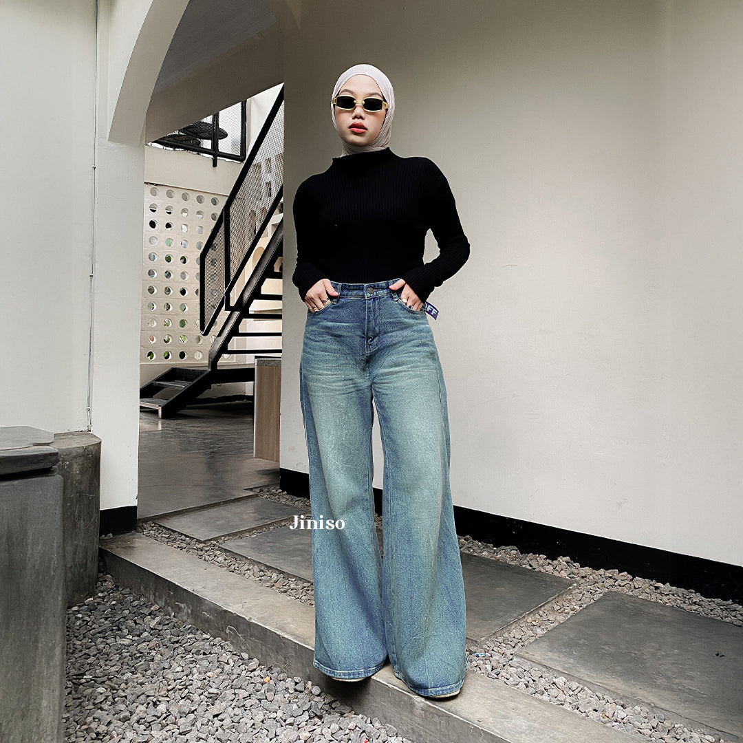 JINISO - Highwaist Flare Cutbray Jeans 370 DAYOFF
