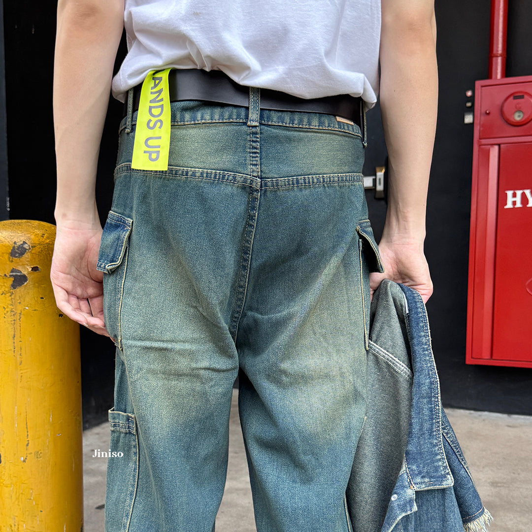 JINISO Cargo Baggy Denim Jeans Pria 417