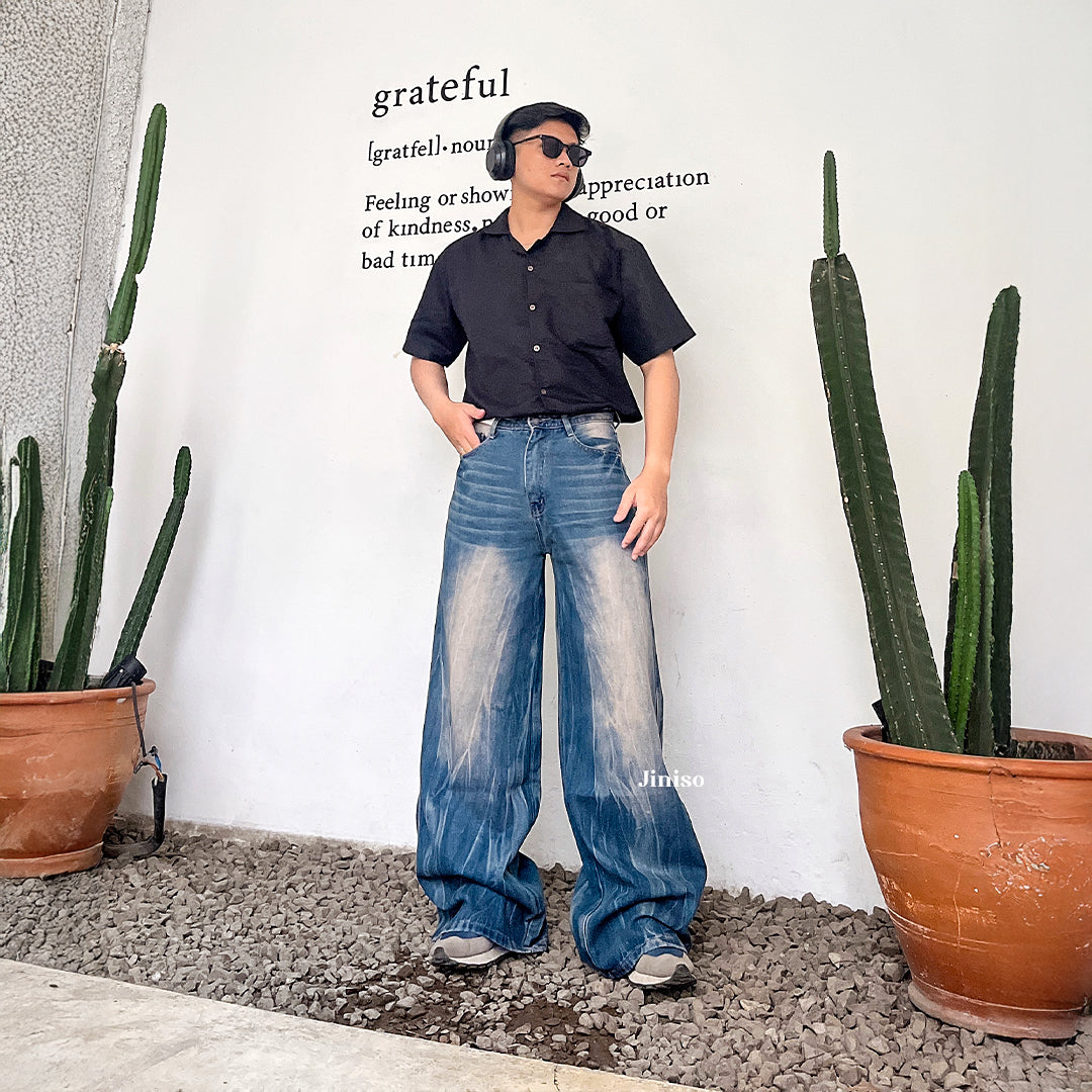JINISO Oversize Baggy Loose Jeans Pria 750