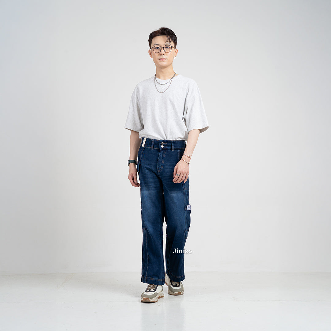 JINISO Cargo Baggy Denim Jeans Pria 416