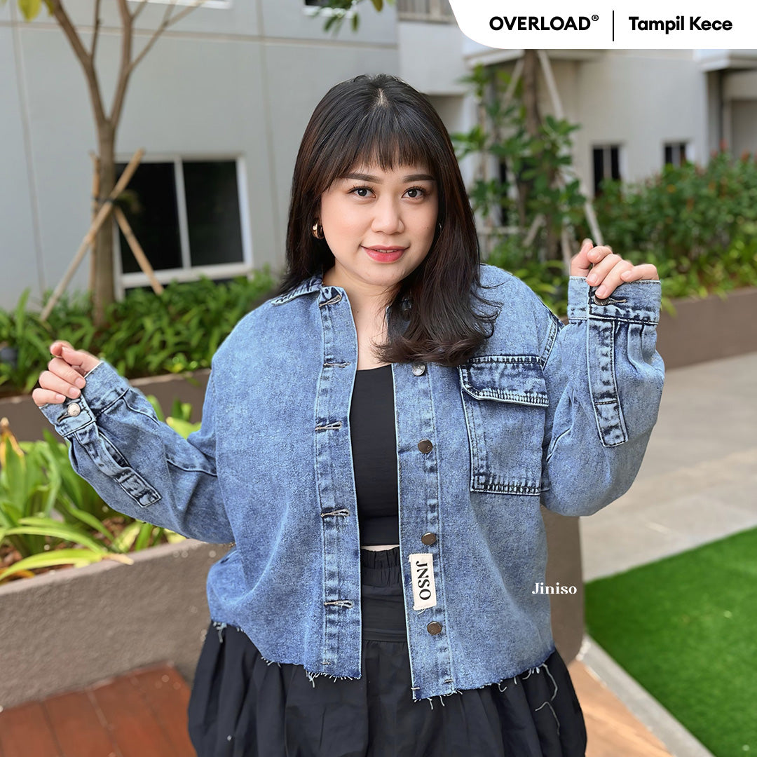JINISO Big Size Jaket Jeans Oversize Seoul Blue Acid