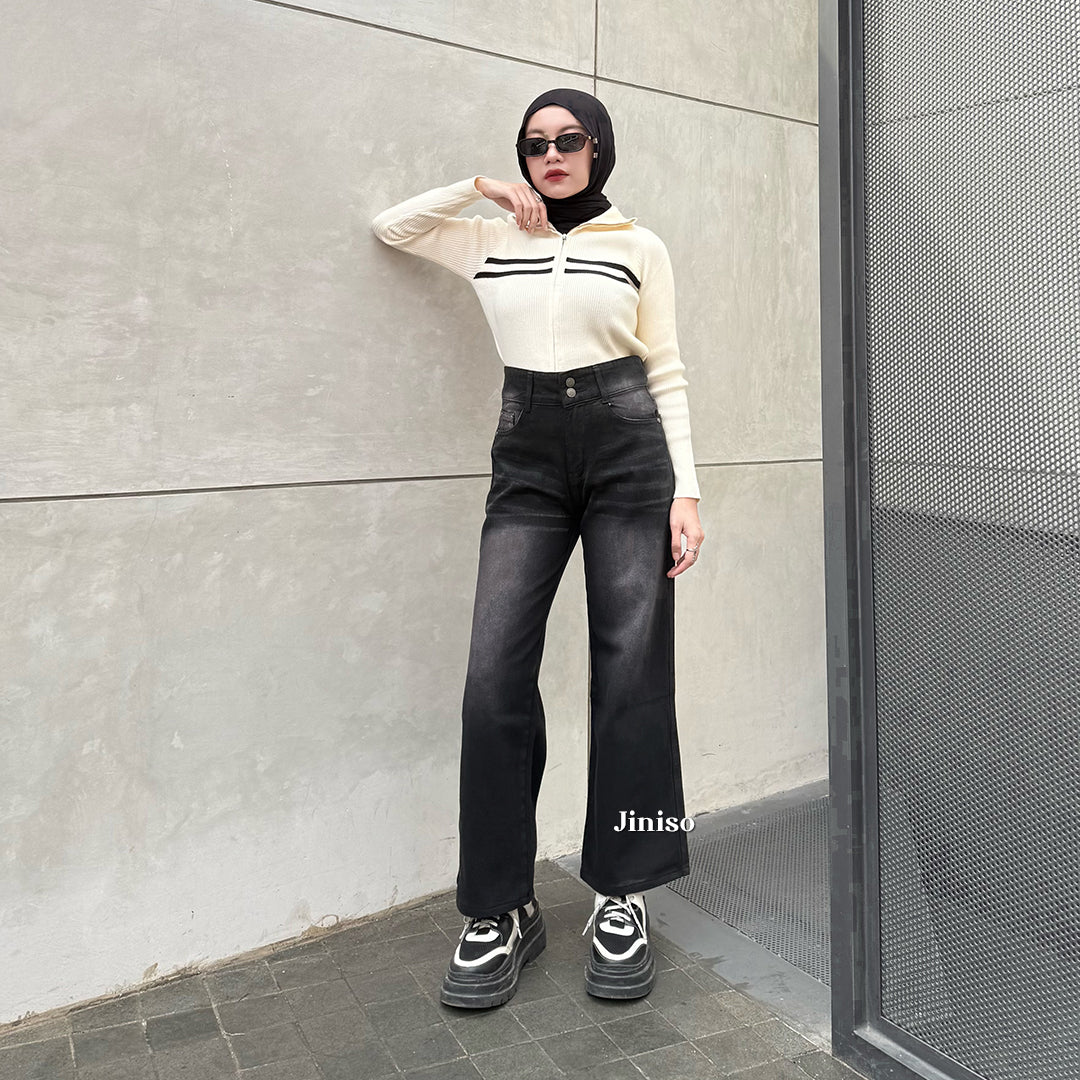 JINISO - Celana Jeans Baggy Regular dan Petite Wanita