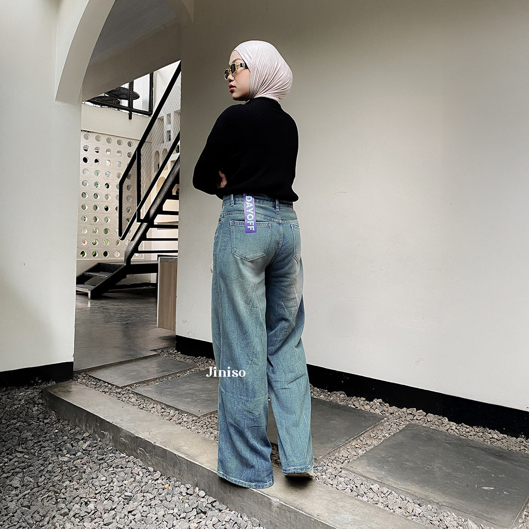 JINISO - Highwaist Flare Cutbray Jeans 370 DAYOFF