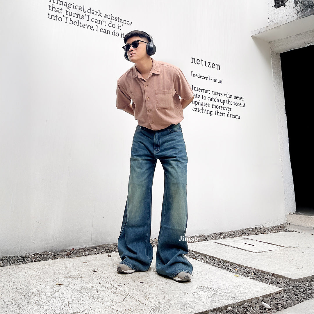 JINISO Oversize Baggy Loose Jeans Pria 758