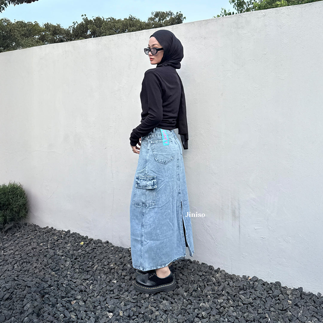 JINISO - Highwaist Rok Cargo Jeans Panjang 983 SEVENTY