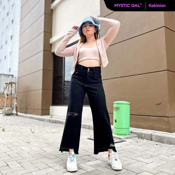 JINISO - Highwaist Baggy Ripped Jeans 300 MYSTIC GAL