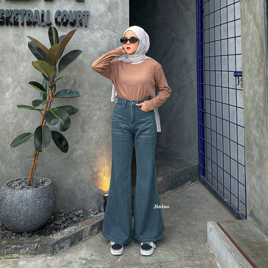 JINISO - Highwaist Flare Cutbray Jeans 372 DAYOFF