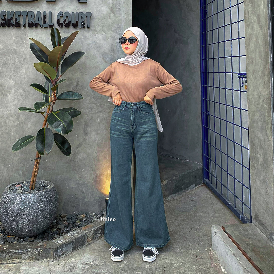 JINISO - Highwaist Flare Cutbray Jeans 372 DAYOFF