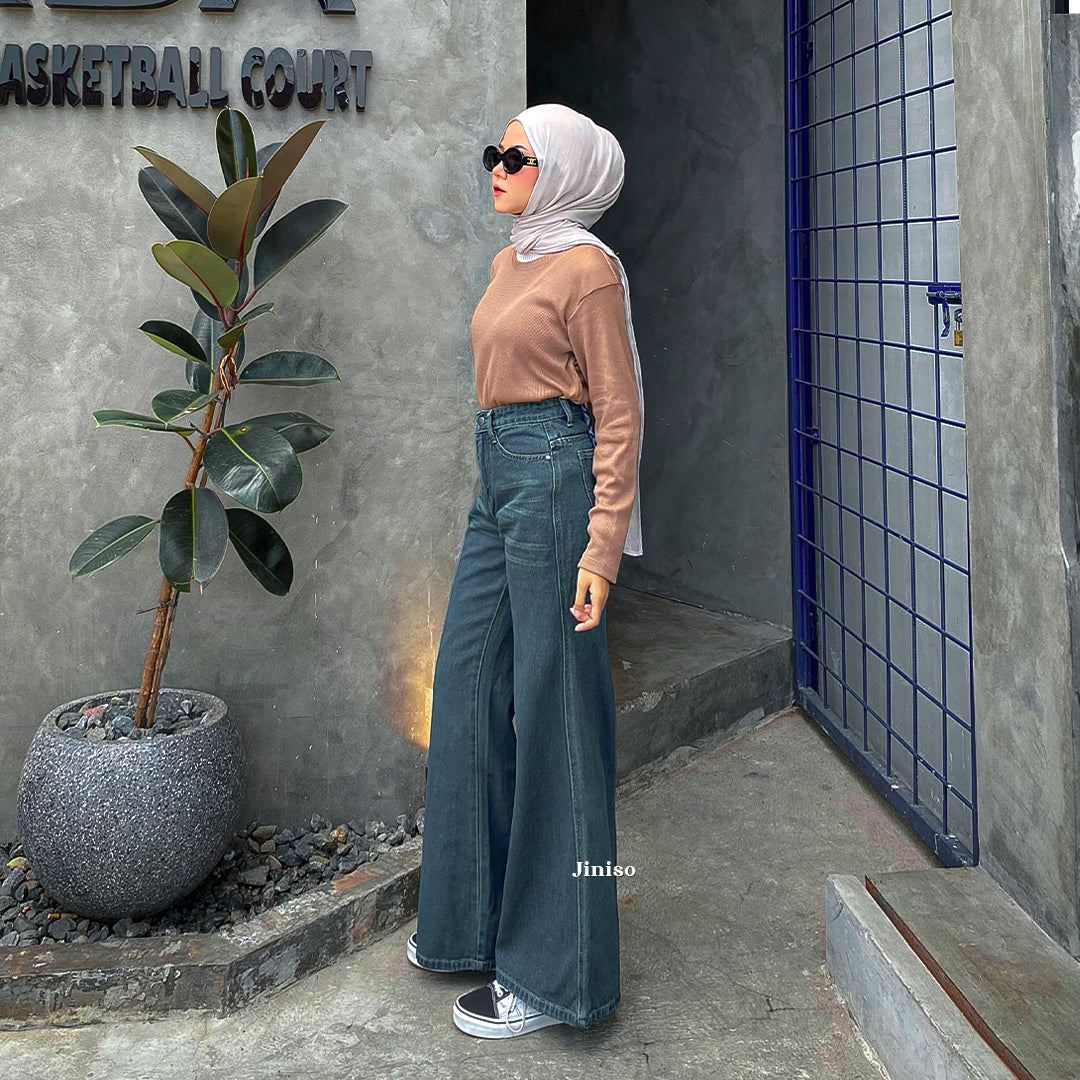 JINISO - Highwaist Flare Cutbray Jeans 372 DAYOFF