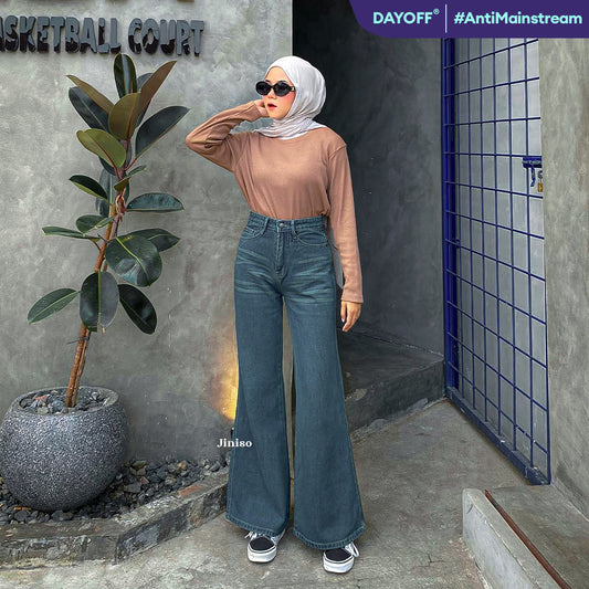 JINISO - Highwaist Flare Cutbray Jeans 372 DAYOFF