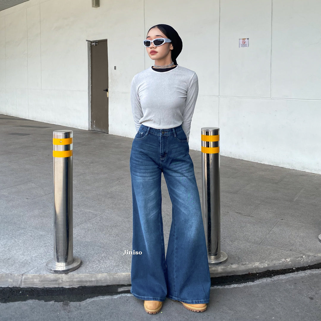 JINISO - Highwaist Flare Cutbray Jeans 376 DAYOFF