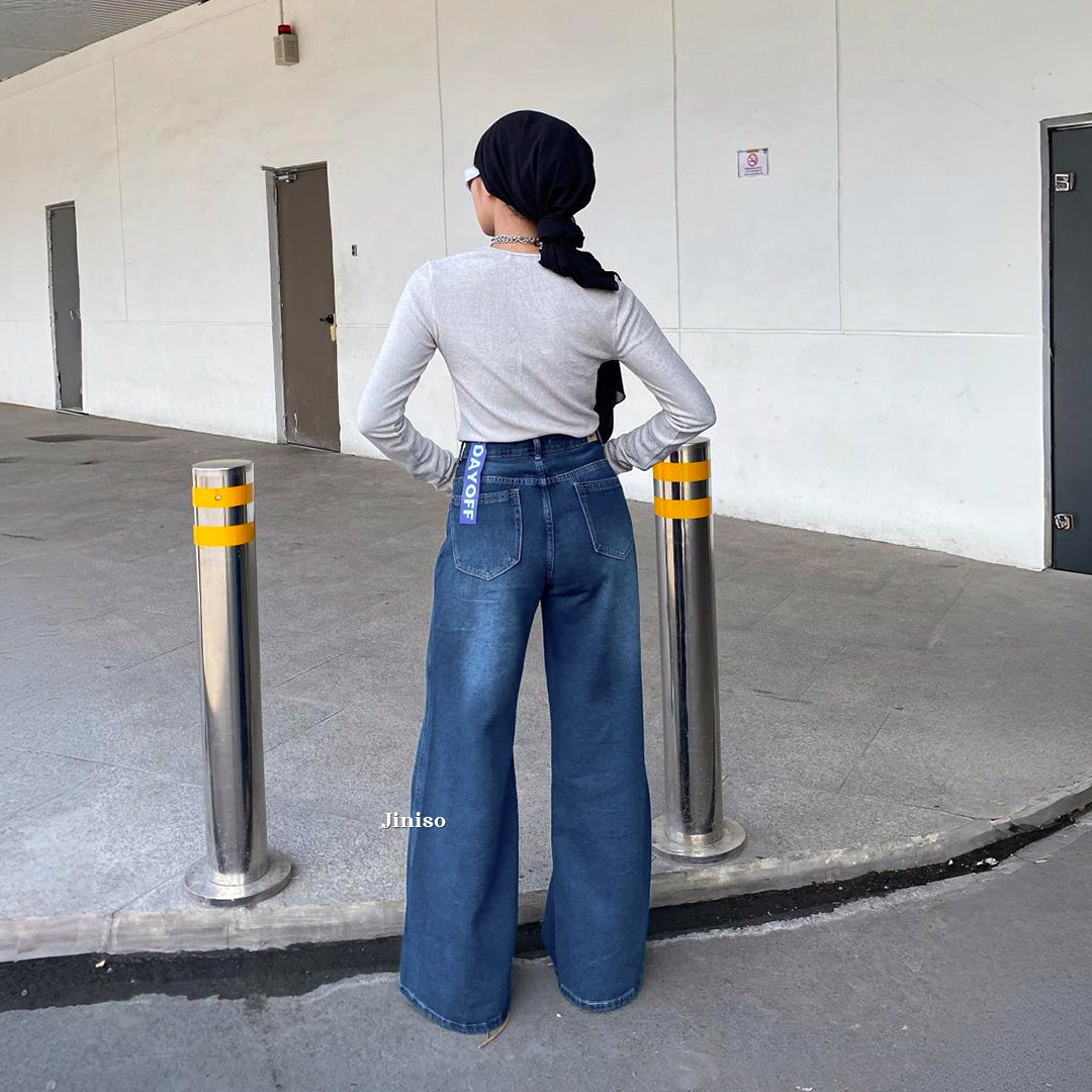 JINISO - Highwaist Flare Cutbray Jeans 376 DAYOFF