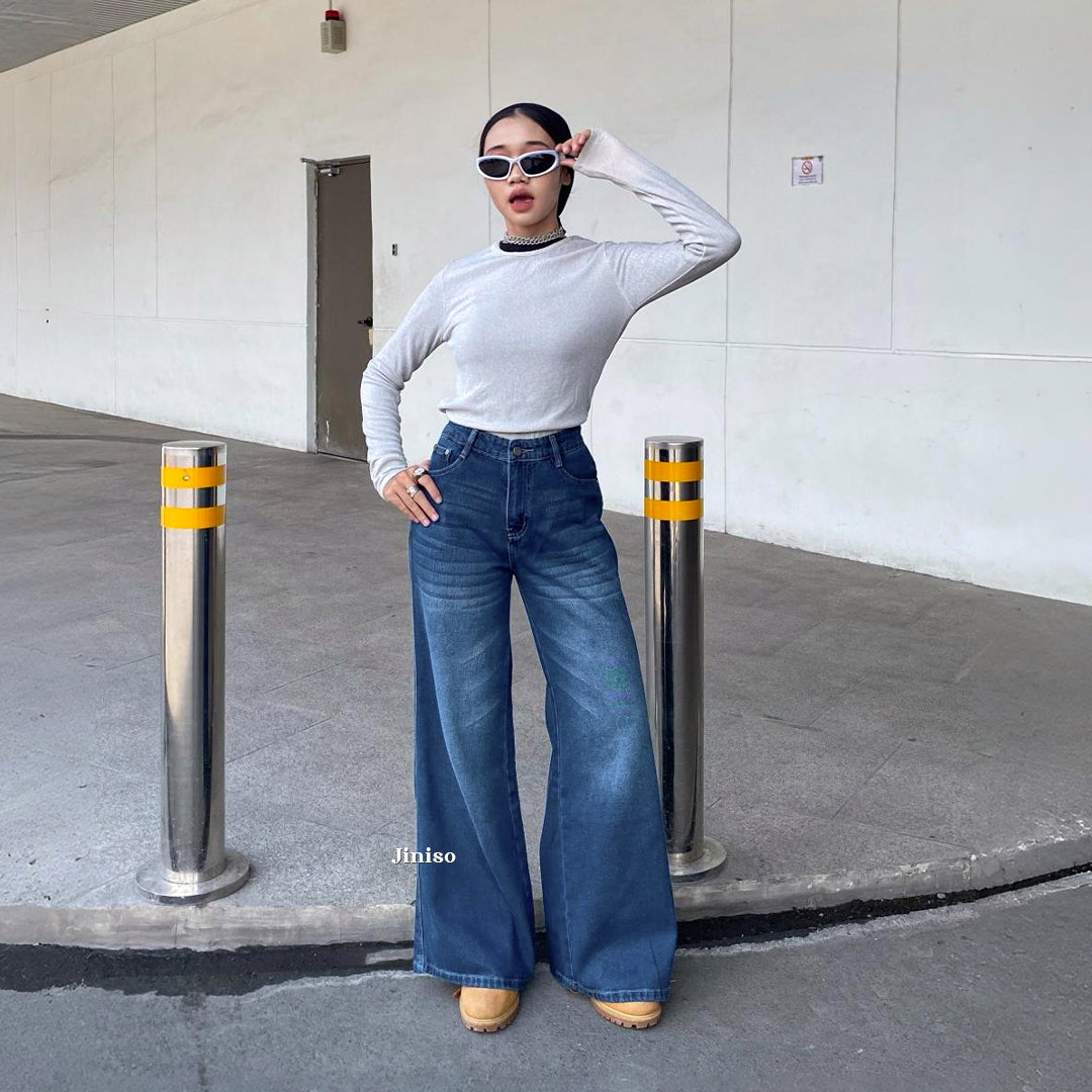 JINISO - Highwaist Flare Cutbray Jeans 376 DAYOFF