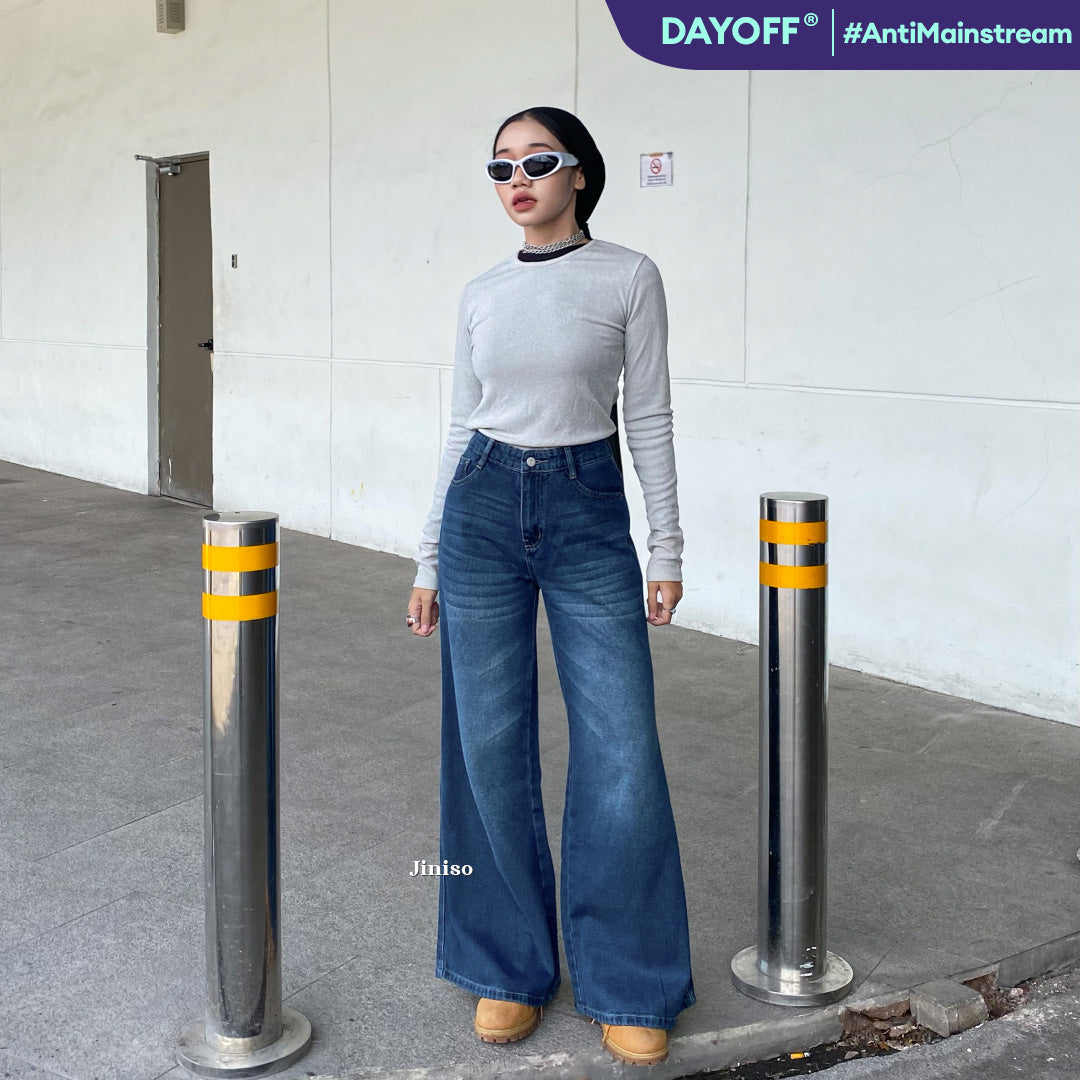 JINISO - Highwaist Flare Cutbray Jeans 376 DAYOFF