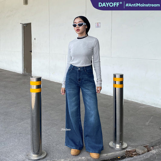JINISO - Highwaist Flare Cutbray Jeans 376 DAYOFF