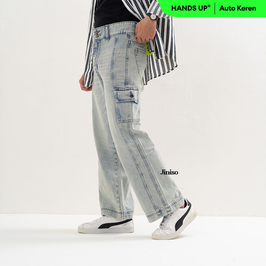 JINISO Loose Cargo Denim Jeans Pria 399