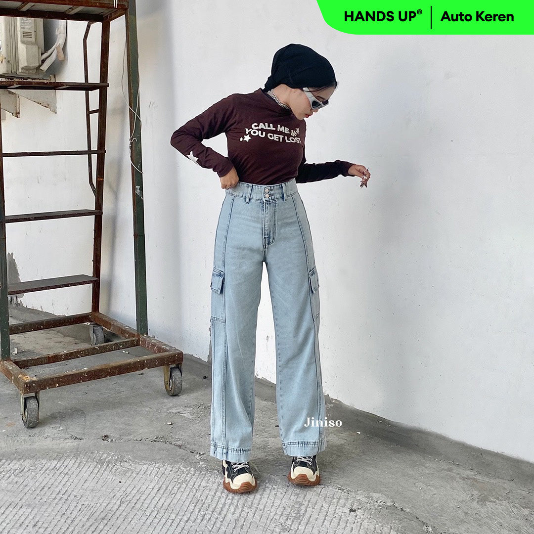 JINISO - Highwaist Cargo Loose Jeans 399 HANDS UP
