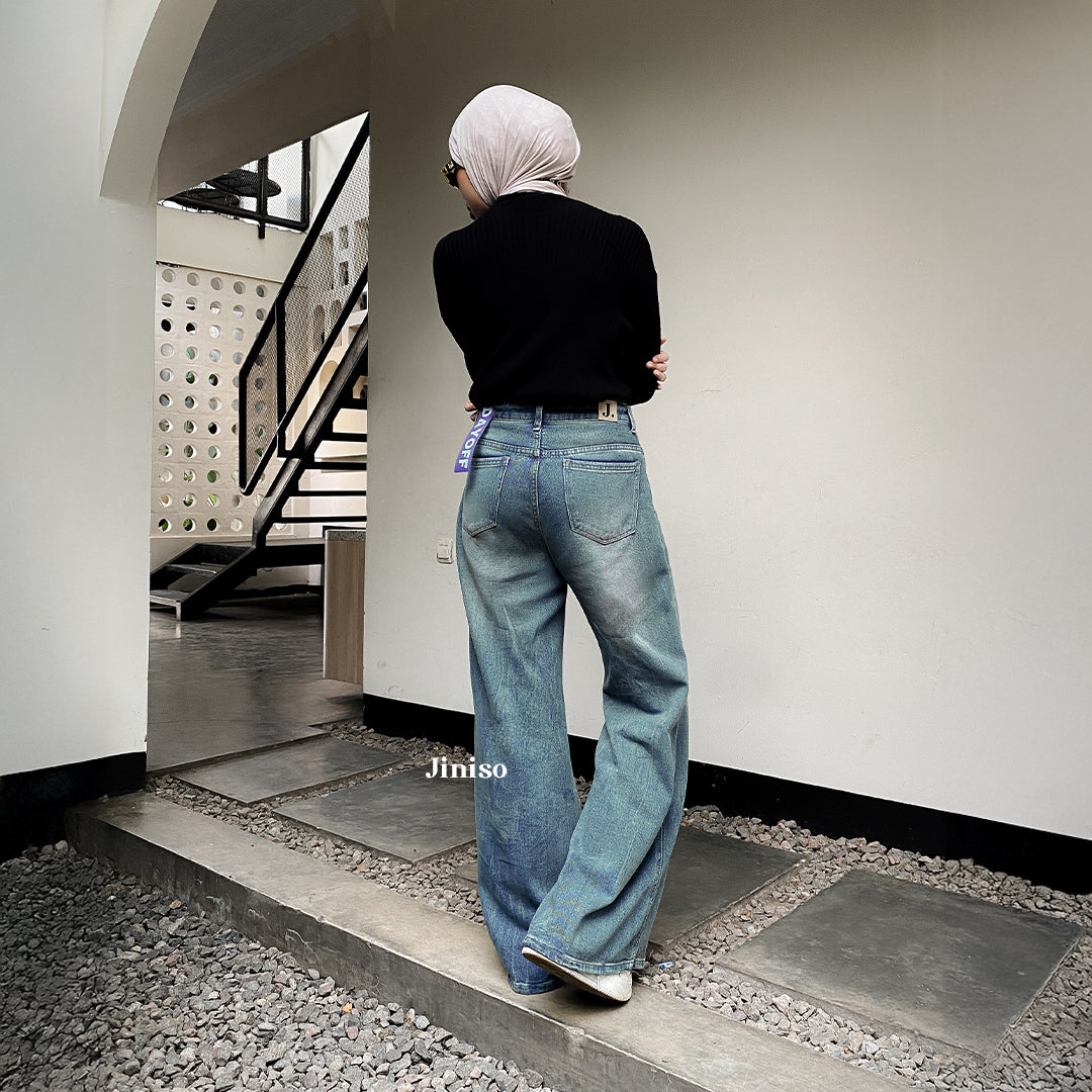 JINISO - Highwaist Flare Cutbray Jeans 370 DAYOFF