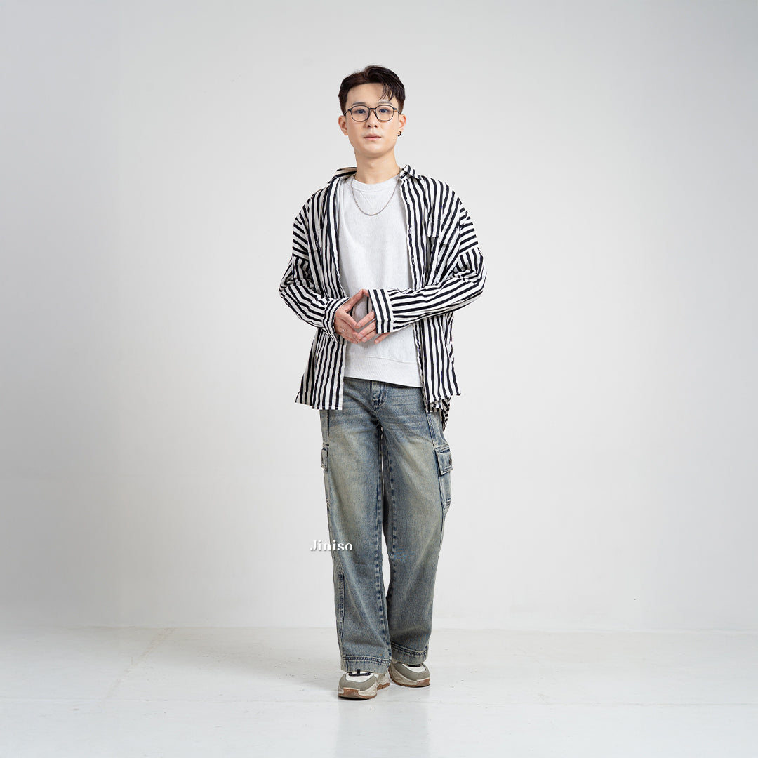 JINISO Loose Cargo Denim Jaens Pria 405