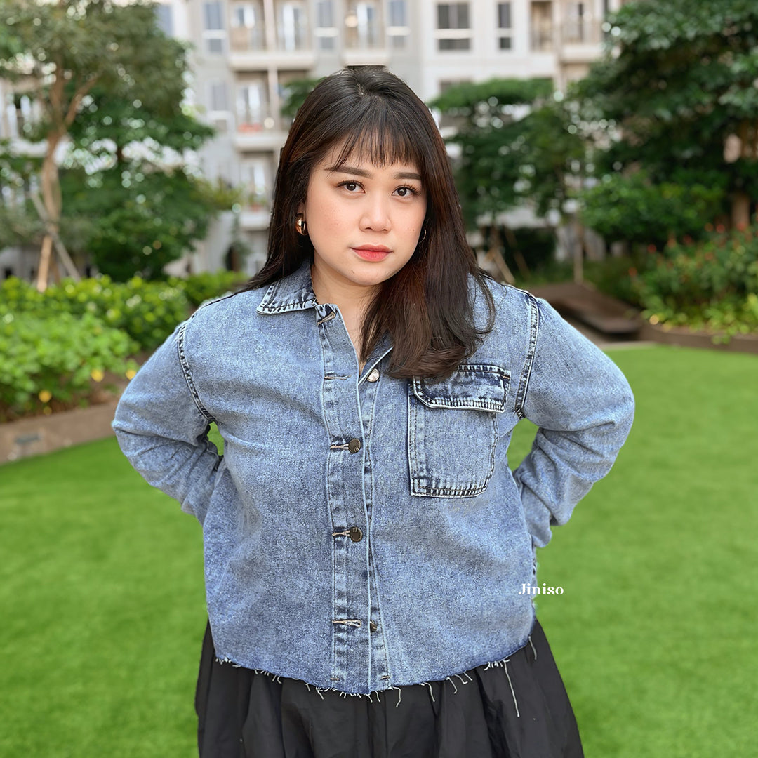 JINISO Big Size Jaket Jeans Oversize Seoul Blue Acid