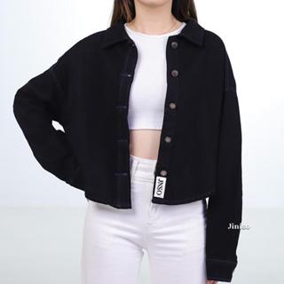 JINISO Jaket Crop Jeans Oversize Belle Basic Black Blue