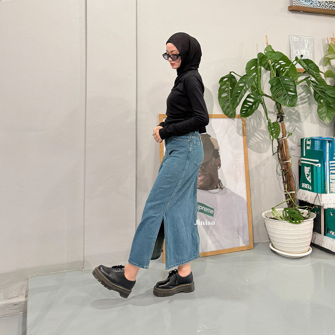 JINISO - Highwaist Rok Slit Jeans Panjang 992 SEVENTY