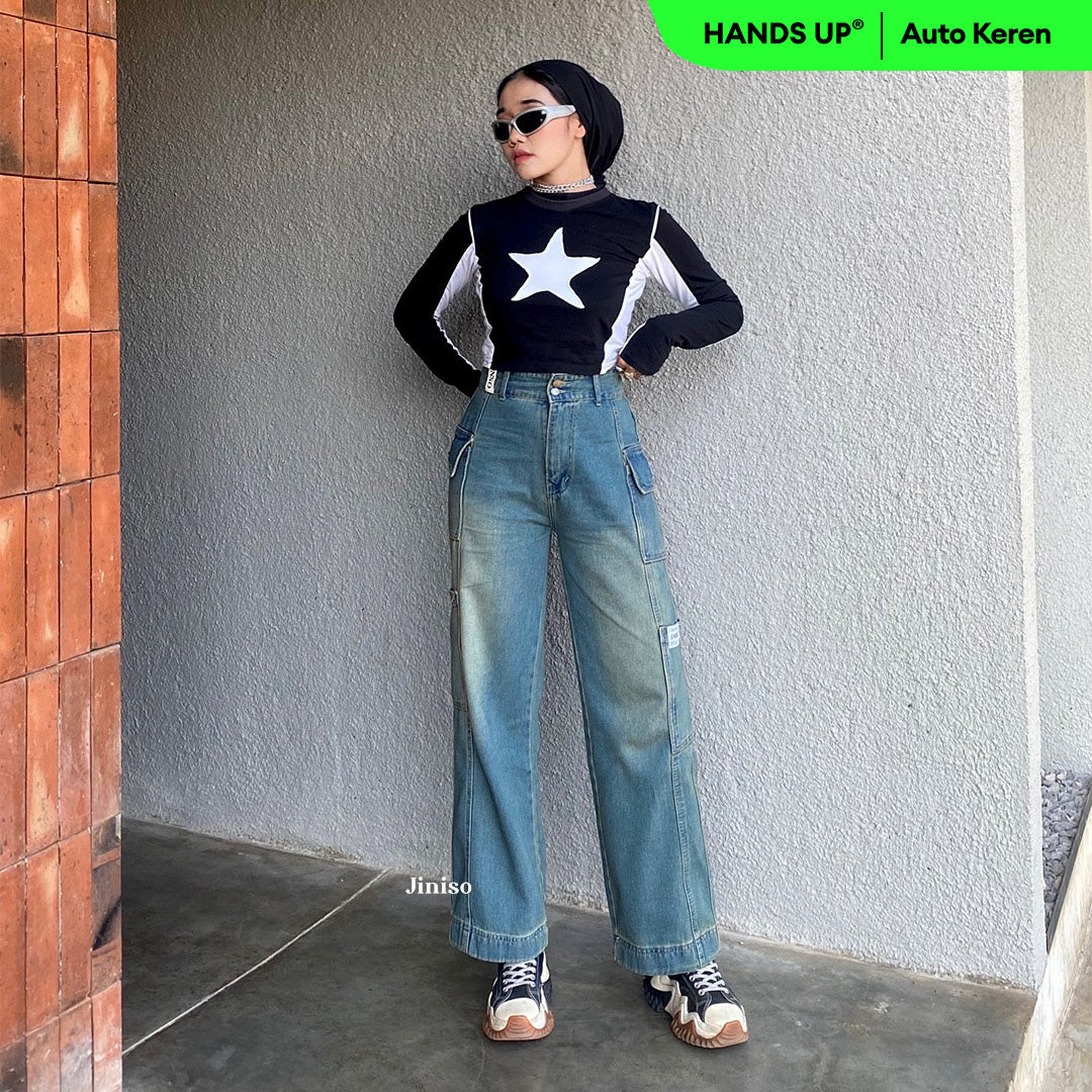 JINISO - Cargo Baggy Highwaist Jeans 417 HANDS UP