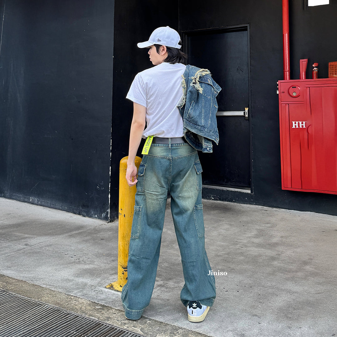 JINISO Cargo Baggy Denim Jeans Pria 417