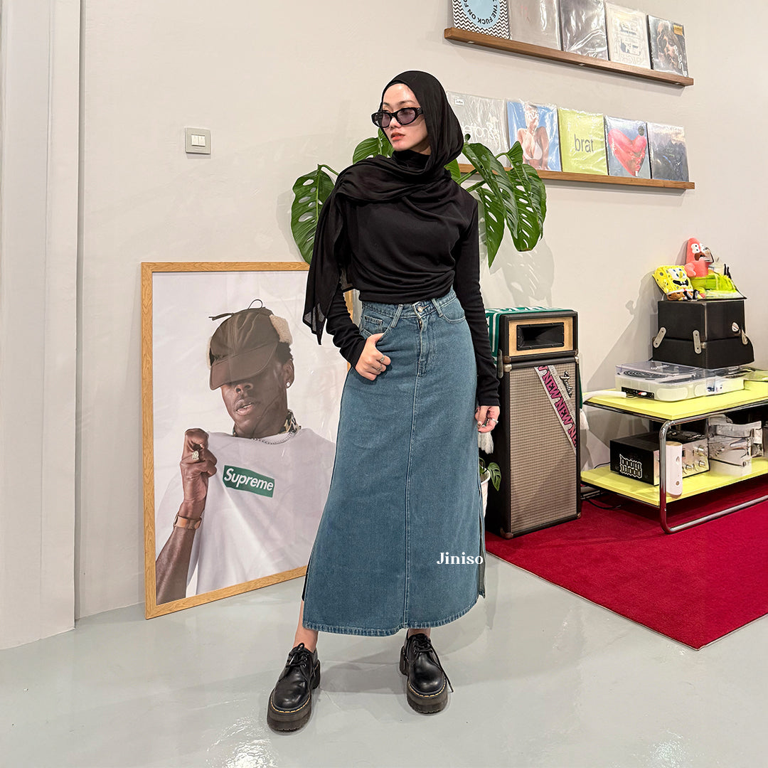 JINISO - Highwaist Rok Slit Jeans Panjang 992 SEVENTY