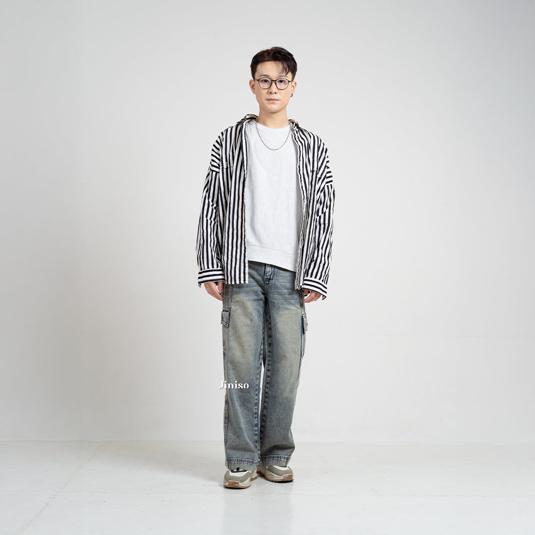 JINISO Loose Cargo Denim Jaens Pria 405