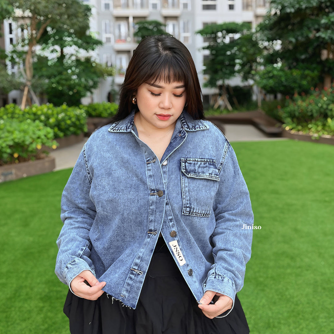 JINISO Big Size Jaket Jeans Oversize Seoul Blue Acid