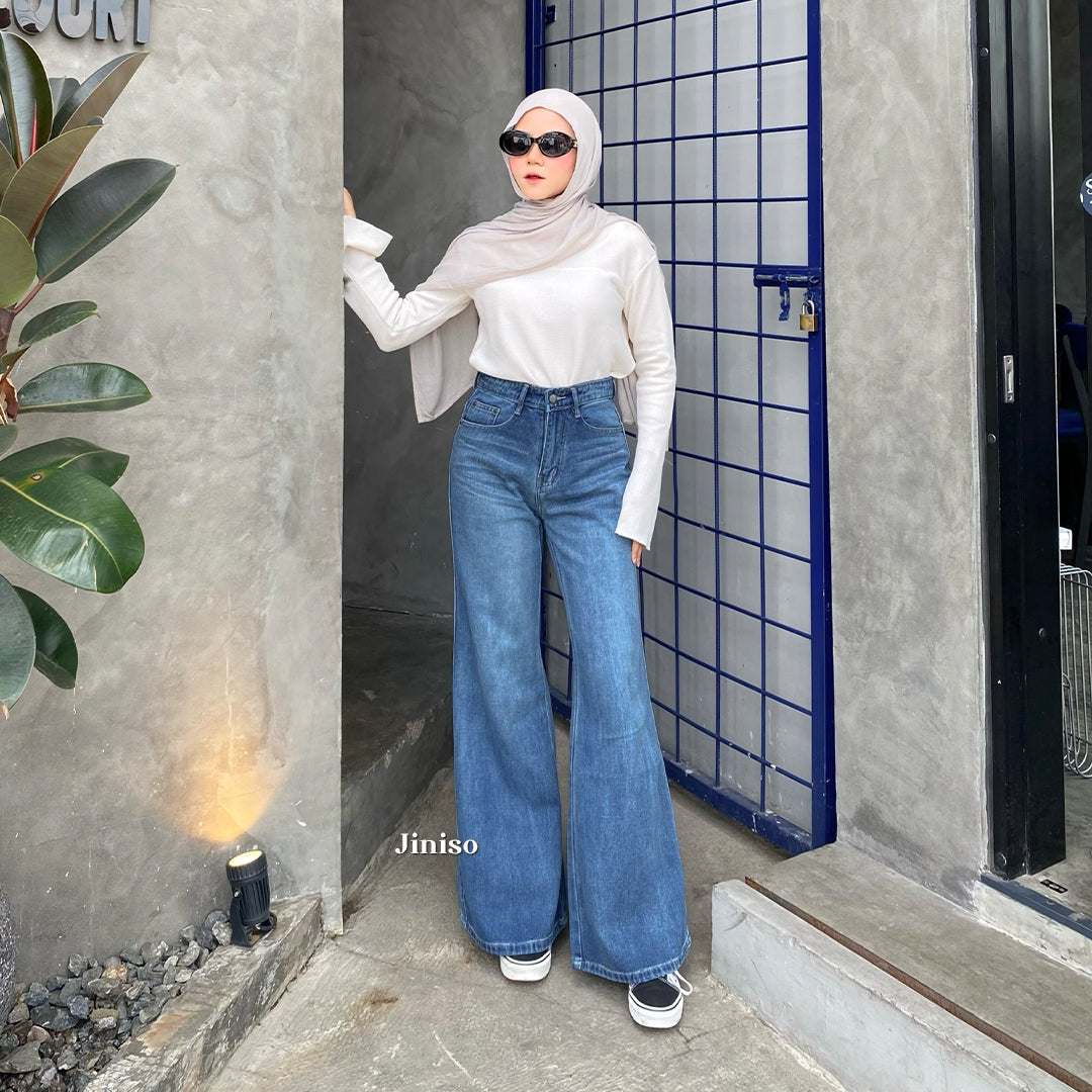 JINISO - Highwaist Flare Cutbray Jeans 375 DAYOFF