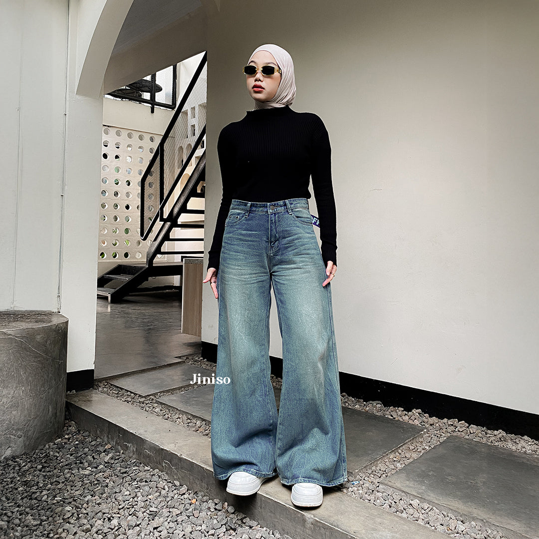 JINISO - Highwaist Flare Cutbray Jeans 370 DAYOFF