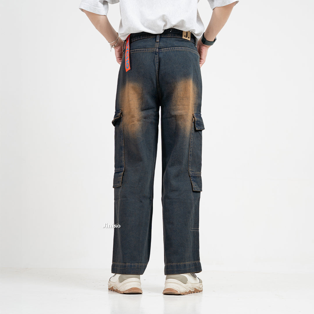 JINISO Highwaist Cargo Loose Jeans Pria 553