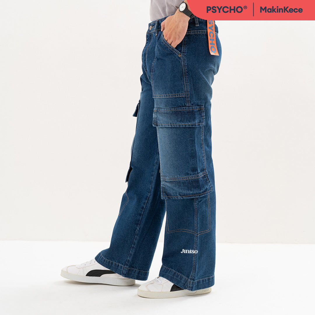 JINISO Highwaist Cargo Loose Jeans Pria 554