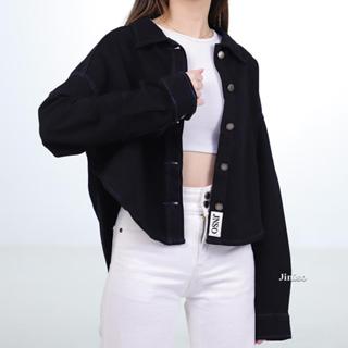 JINISO Jaket Crop Jeans Oversize Belle Basic Black Blue