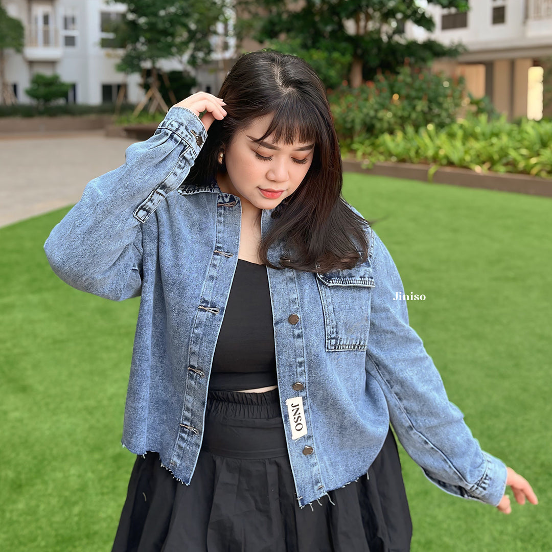 JINISO Big Size Jaket Jeans Oversize Seoul Blue Acid