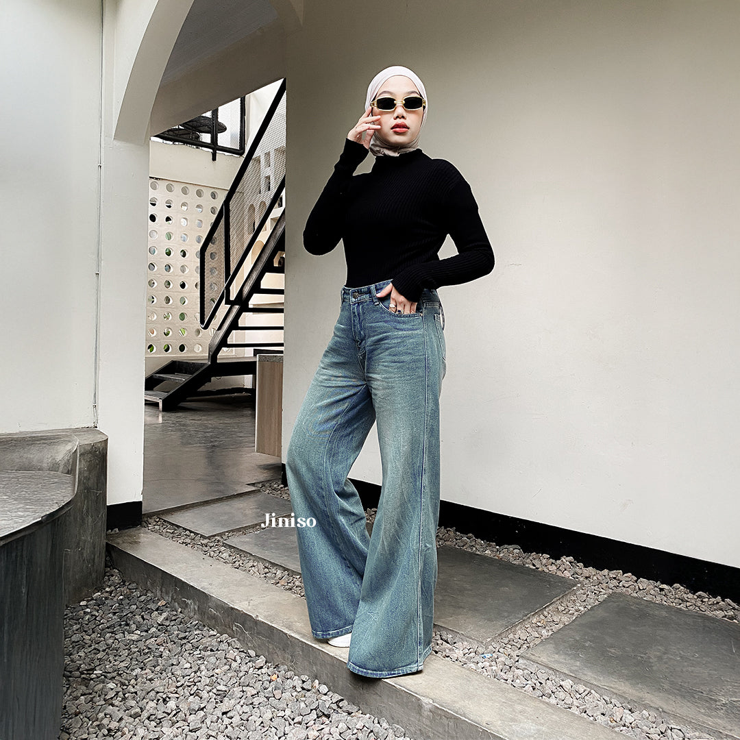 JINISO - Highwaist Flare Cutbray Jeans 370 DAYOFF