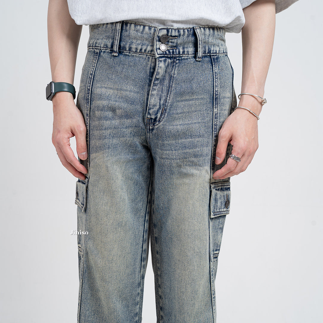 JINISO Loose Cargo Denim Jaens Pria 405