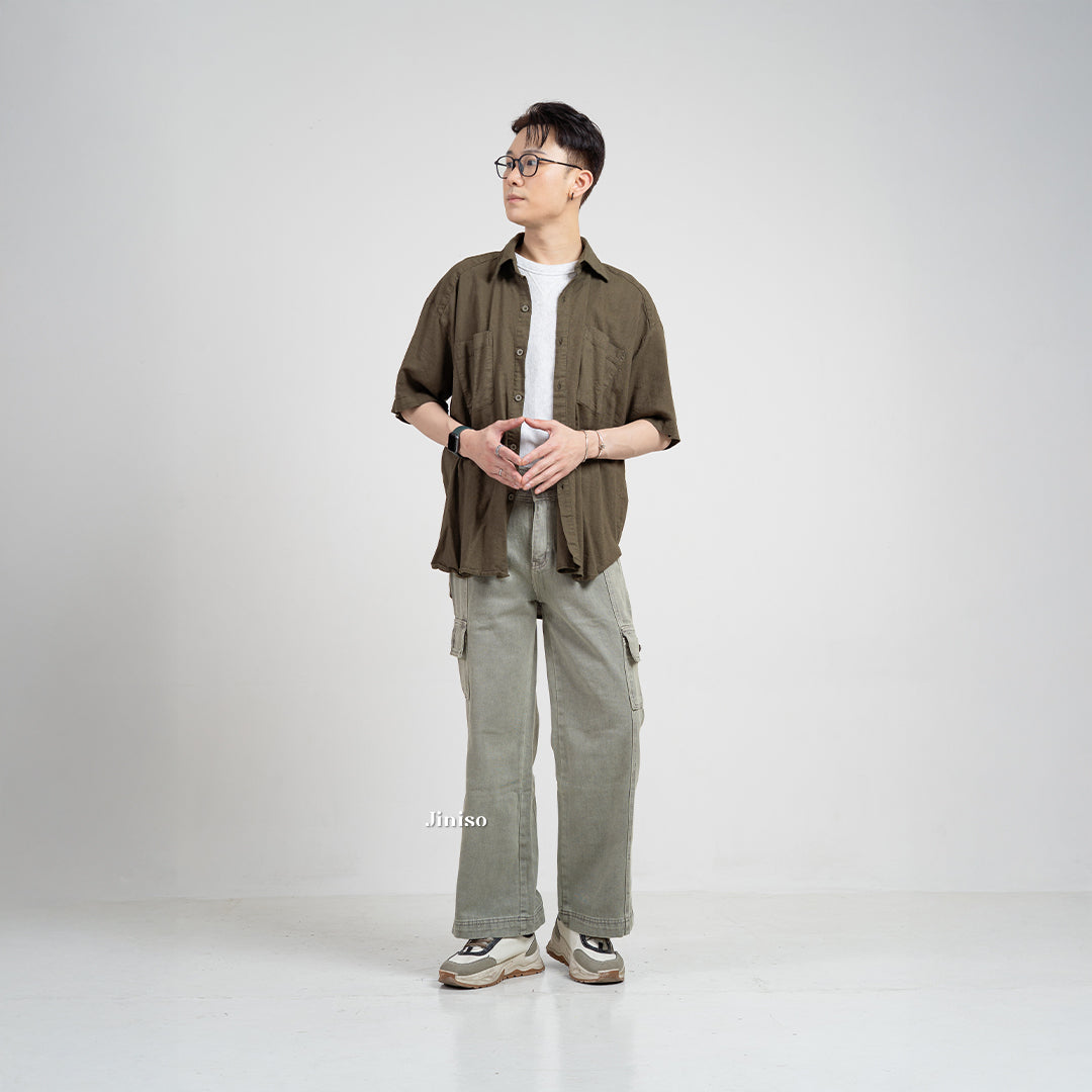 JINISO Loose Cargo Denim Jeans Pria 407