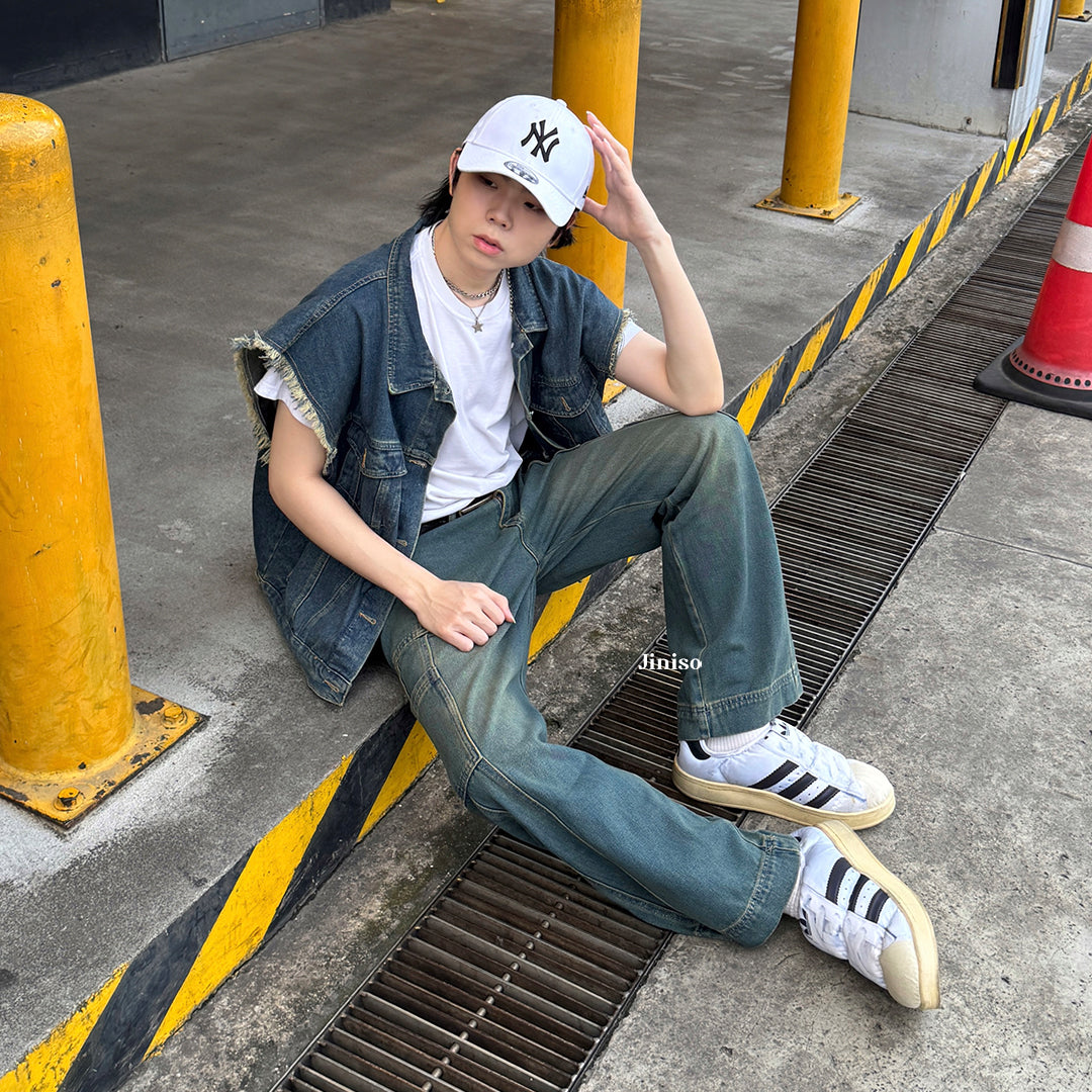 JINISO Cargo Baggy Denim Jeans Pria 417