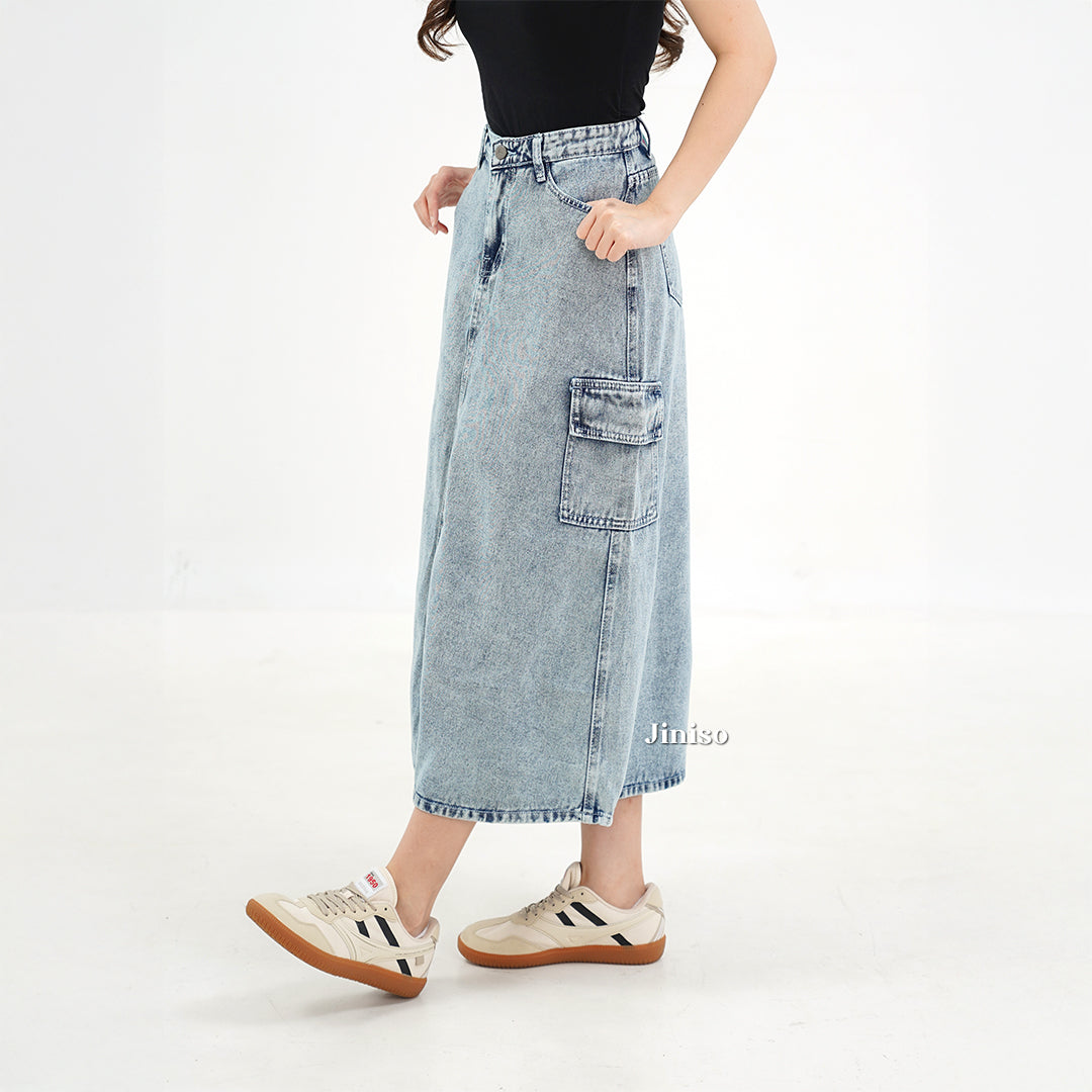 JINISO - Highwaist Rok Cargo Jeans Panjang 983 SEVENTY