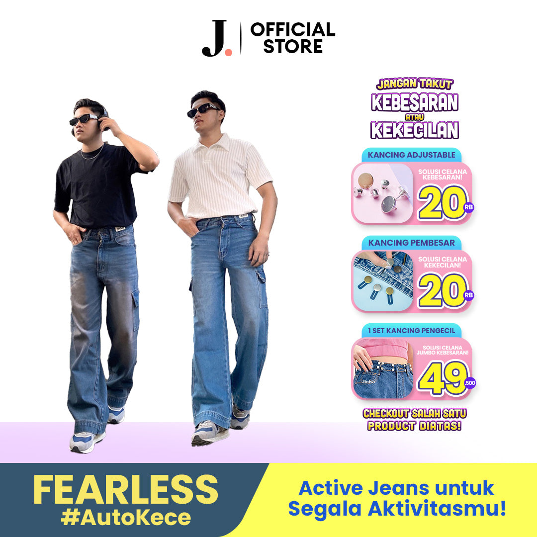 JINISO Loose Cargo Denim Jeans Pria 463