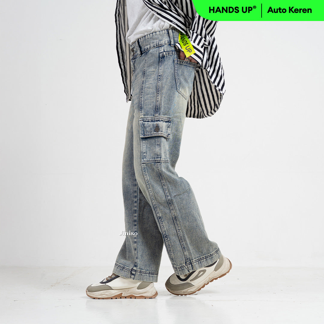 JINISO Loose Cargo Denim Jaens Pria 405